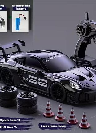 Игрушечная спортивная гоночная дрифт машинка на радиоуправлении порш porsche 4wd