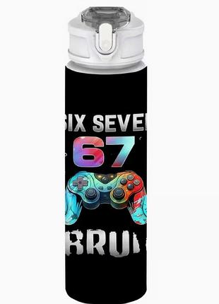 Детская бутылочка для воды с трубочкой 67 сикс севен укради брейнрот six seven steal a brainrot 750 мл