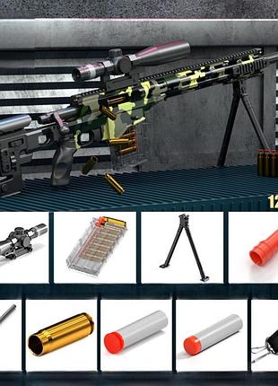 Большая игрушечная снайперская винтовка msr мср с оптическим прицелом стреляет мягкими пулями с гильзой 120 см