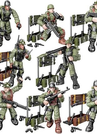 Конструктор экшин фигурки человечки военные вторая мировая война много оружия и аксессуаров