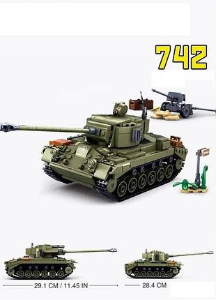 Конструктор американський танк м26 2 в 1 м38 першинг друга світова війна в коробці 742 деталей