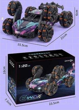 Игрушечная трюковая шестиколесная машинка вездеход перевёртыш на радиоуправлении