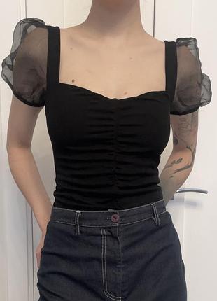 Боді zara з прозорими рукавами