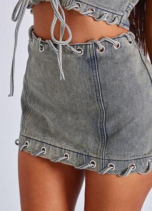 Джинсова міні спідниця