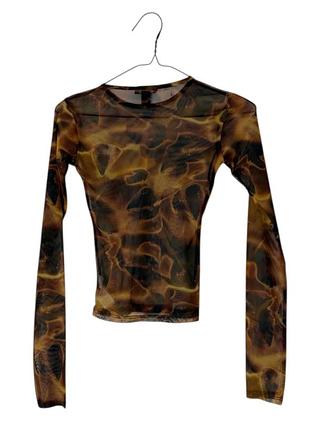 Лонгслив в сетку с абстрактным принтом prettylittlething