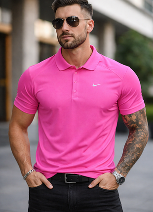 Футболка поло nike, s, розовая/ фуксия, мужская