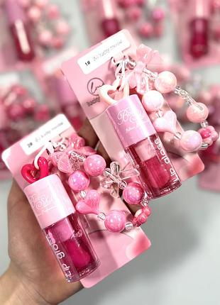 Блиск для губ з брелоком bon shik зволожуючий глянцевий lip gloss подарунковий