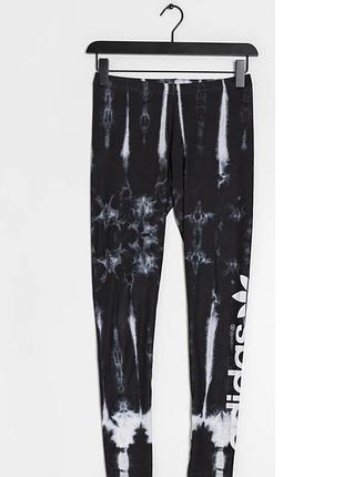 L eur 40 adidas originals спортивні лосіни фітнес легінси чорні принт тай-дай