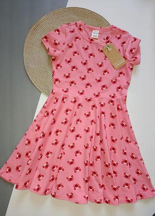 Платье на короткий рукав на девочку 7 лет (122 см), green cotton.