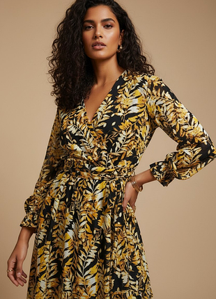 Длинное шифоновое платье anany с золотисто-лиственным принтом