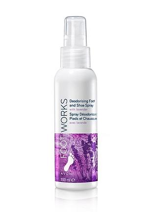 Дезодорирующий спрей для ног и обуви лаванда foot works avon 100 мл
