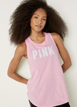 Спортивна майка victoria’s secret pink, рожевий топ для тренувань, розмір xs