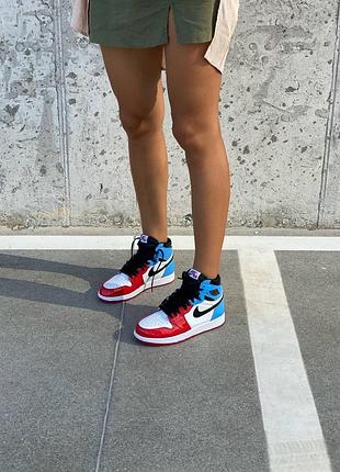 Кроссовки nike air jordan 1 retro high blue red fearless unc