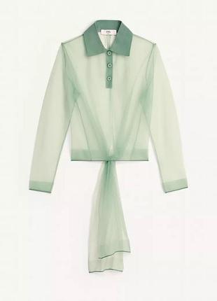 Топ поло прозорий зелений zara new