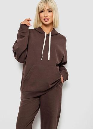 Спортивный костюм женский однотонный, цвет шоколадный, 244r1070ag