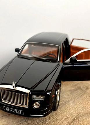 Модель автомобіля rolls royce phantom 1:24 з інерційним механізмом, світлом і звуком — металева машинка преміум-класу 4