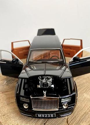 Модель автомобіля rolls royce phantom 1:24 з інерційним механізмом, світлом і звуком — металева машинка преміум-класу 7