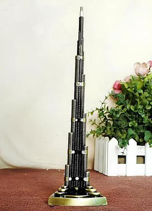Статуэтка бурдж-халифа resteq 18 см — модель башни burj khalifa с инкрустацией камнями, винтажная бронзовая миниатюра из металла