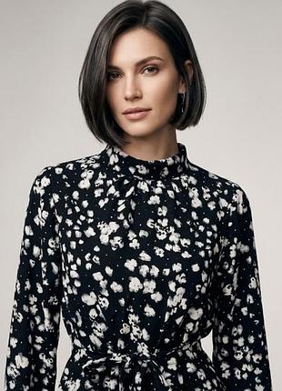 Блузка с поясом чёрно-белая street one 36 eur