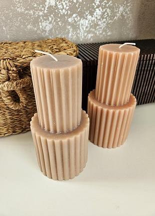 Большая блочная свеча h&amp;m home оригинал, бежевая свеча h&amp;m, большая свеча декор для дома h&amp;m