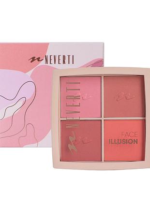 Палетка рум'ян - face illusion blush palette, neverti
