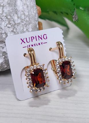 Серьги из медицинского золота позолота 18к xuping