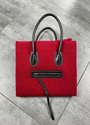 Сумка celine wool luggage felt handbag red оригінал стан без дефектів