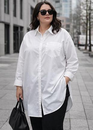 Сорочка жіноча біла оверсайз xl-xxl 100% бавовна eur 48–50 / ua 54–62