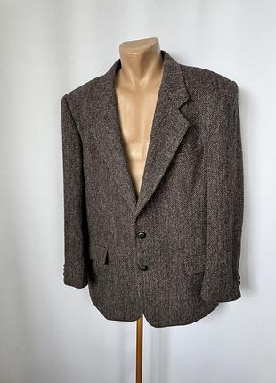 Harris tweed пиджак твидовый шерстяной винтаж коричневый tip top tailors классический канада