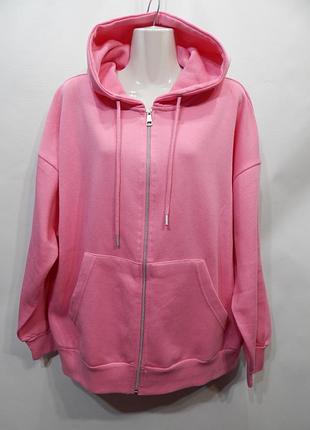 Жіноча тепла трикотажна толстовка з капюшоном oversize р. 52-56 026gt