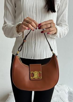 Женская сумка celine medium ava triomphe bag коричневая