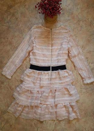 Комбинированное нюдовое платье из кружева с рюшами, оборками missu4 фото