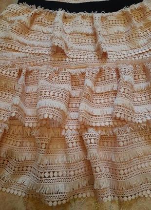 Комбинированное нюдовое платье из кружева с рюшами, оборками missu5 фото
