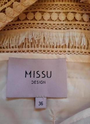 Комбинированное нюдовое платье из кружева с рюшами, оборками missu7 фото