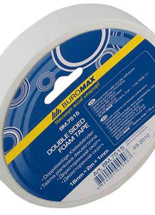 Скотч buromax двосторонній на пінній основі 18 мм х 2 м (bm.7515)