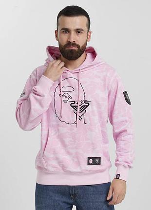 Худі bape inter miami у рожевому кольорі, розмір: m, l, xl.