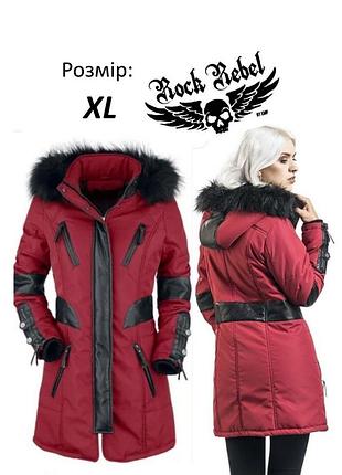Парка на тонком синтипоне куртка rock rebel by emp красного цвета готика рокерская рок y2k metal pank spiral