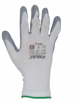 Рукавички трикотажні з частковим нітриловим покриттям р9 (сірі, манжет) sigma (9443511) 2