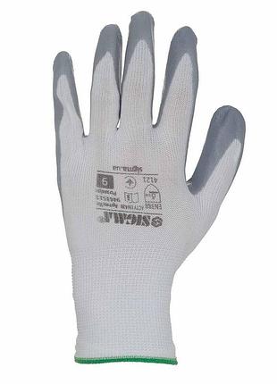 Рукавички трикотажні з частковим нітриловим покриттям р9 (сірі, манжет) sigma (9443511) 4