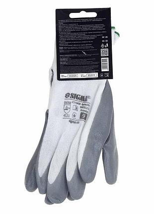 Рукавички трикотажні з частковим нітриловим покриттям р9 (сірі, манжет) sigma (9443511) 6