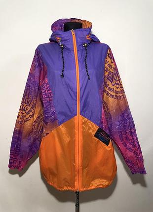 Винтаж ретро ветровка дождевик 48-52 нейлон оранжевая фиолетовая