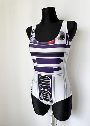 Боди купальник r2-d2 звездные войны star wars белый с принтом робот костюм
