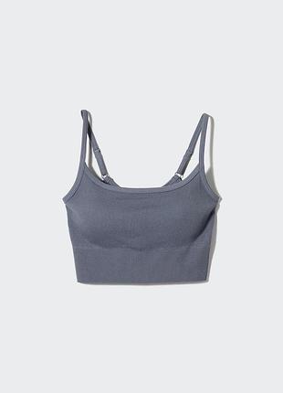 Сірий топ у рубчик із чашками uniqlo xs