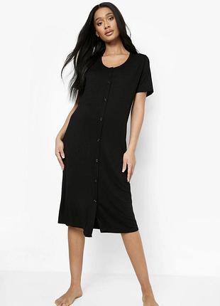 ​💖 новая ночная рубашка для беременных и кормления от boohoo 🤰🤱 💖 в классическом базовосу черном цвете на пуговицах