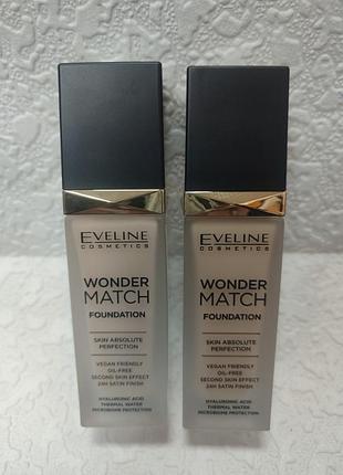 Тональный крем eveline cosmetics wonder match foundation. 05 light porcelain 10 lignt vanilla