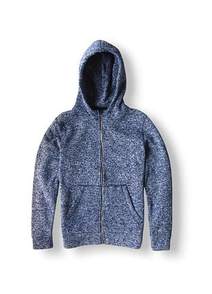 Синя флісова толстовка кофта худі на блискавці з капюшоном h&amp;m 13-14 років