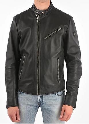 Кожаная куртка, косуха из овечьей кожи, мотокуртка diesel r-ramyton mens black sheepskin embossed logo leather jacket