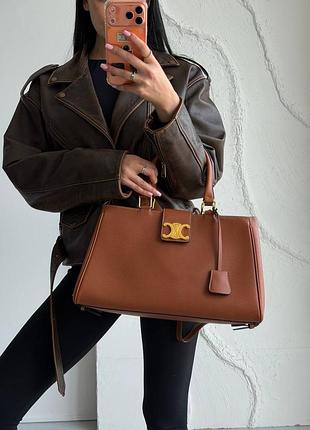 Женская сумка céline médium appoline trio bag brown коричневая