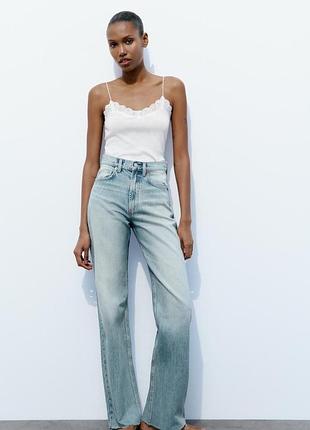 Блакитні джинси wide leg zara голубые джинсы зара