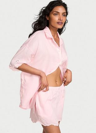Розовая пижама victoria’s secret оригинал modal-cotton eyelet short pajama